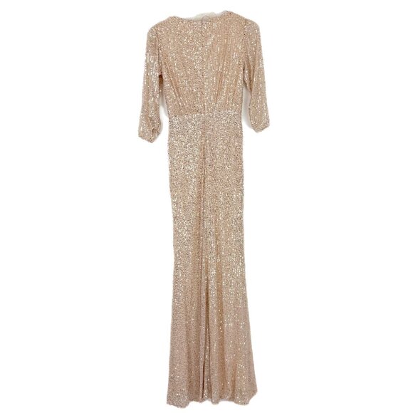 NWT Ieena By Mac Duggal #42015 Gold Sequin Draped Gown Dress Size 0 NEW - Picture 12 of 16